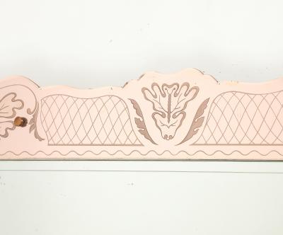 Pietro Chiesa Rare Rectangular Pink Rose Etched Glass Mirror by Pietro Chiesa