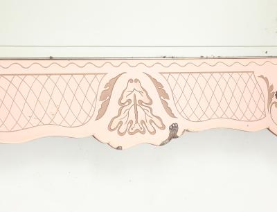 Pietro Chiesa Rare Rectangular Pink Rose Etched Glass Mirror by Pietro Chiesa