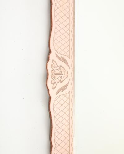 Pietro Chiesa Rare Rectangular Pink Rose Etched Glass Mirror by Pietro Chiesa