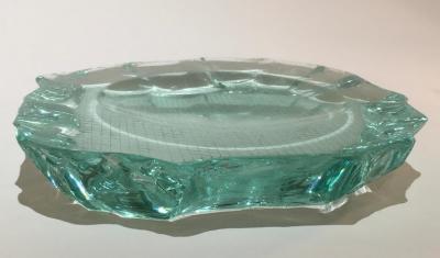 Pietro Chiesa Scalpellato Glass Dish by Pietro Chiesa for Fontana Arte Italy circa 1935