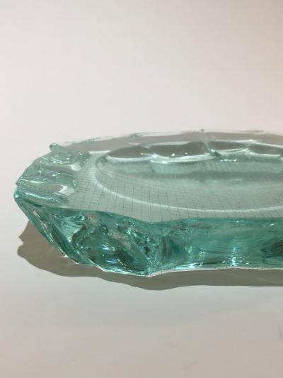 Pietro Chiesa Scalpellato Glass Dish by Pietro Chiesa for Fontana Arte Italy circa 1935