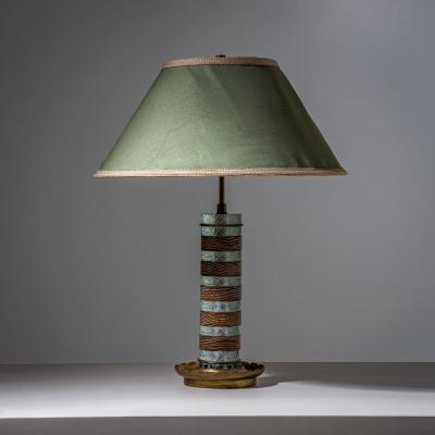 Pietro Chiesa Table Lamp in Glass and Wood probably Italy Mid 20th Century