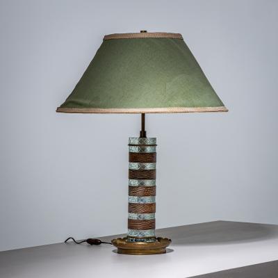 Pietro Chiesa Table Lamp in Glass and Wood probably Italy Mid 20th Century