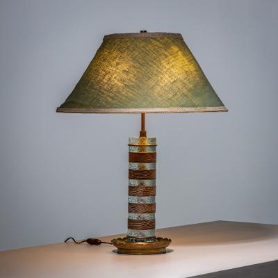 Pietro Chiesa Table Lamp in Glass and Wood probably Italy Mid 20th Century