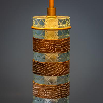 Pietro Chiesa Table Lamp in Glass and Wood probably Italy Mid 20th Century