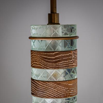 Pietro Chiesa Table Lamp in Glass and Wood probably Italy Mid 20th Century