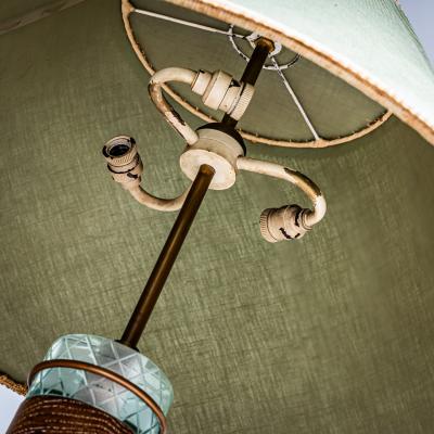 Pietro Chiesa Table Lamp in Glass and Wood probably Italy Mid 20th Century