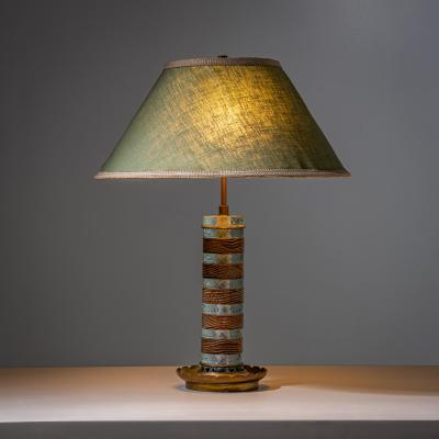 Pietro Chiesa Table Lamp in Glass and Wood probably Italy Mid 20th Century