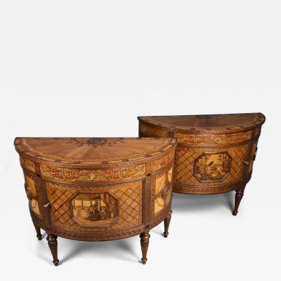 Pietro Ferrario Pair of Italian exhibition quality demi lune side cabinets by Ferrario