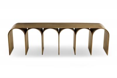 Pietro Franceshini Italian Contemporary Steel Gold Arch Bench