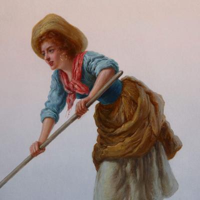 Pietro Gabrini Large Italian oil painting by Gabrini entitled On the Lagoons Venice 