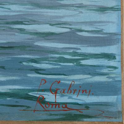 Pietro Gabrini Large Italian oil painting by Gabrini entitled On the Lagoons Venice 