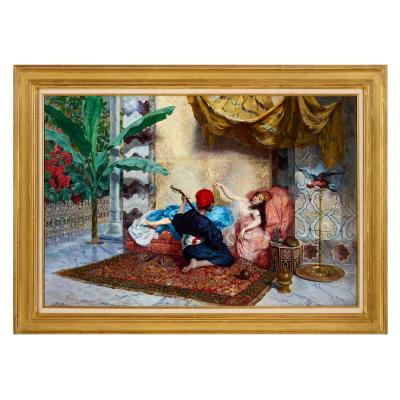 Pietro Gabrini Large antique Italian figurative Orientalist oil painting by Pietro Gabrini