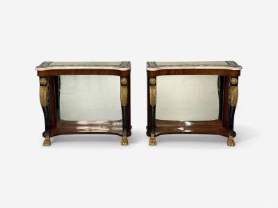 Pietto Bossi attr Scagliola Marble Giltwood Mirrored Consoles Italy 18th c