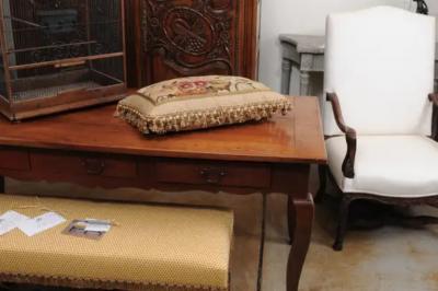 Pillow Made from a 19th Century French Tapestry with Floral D cor and Tassels