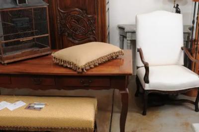 Pillow Made from a 19th Century French Tapestry with Floral D cor and Tassels