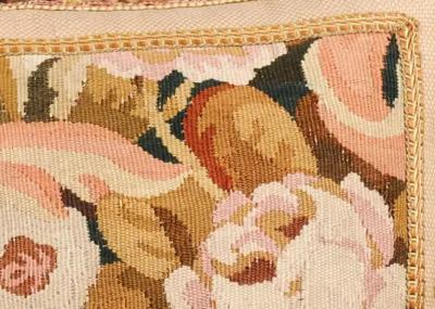Pillow Made from a 19th Century French Tapestry with Floral D cor and Tassels