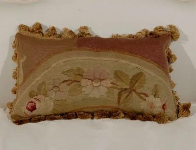 Pillows Made from 19th Century Antique French Aubusson Gold Red Beige