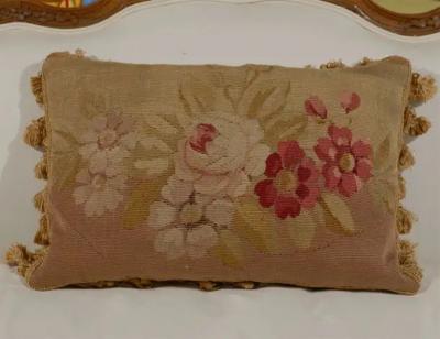 Pillows Made from 19th Century Antique French Aubusson Gold Red Beige