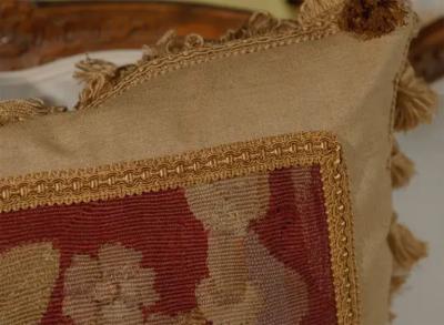 Pillows Made from 19th Century Antique French Aubusson Gold Red Beige