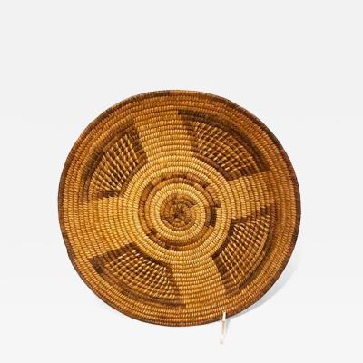 Pima Akimel OOdham basketry tray with trapezoidal designs