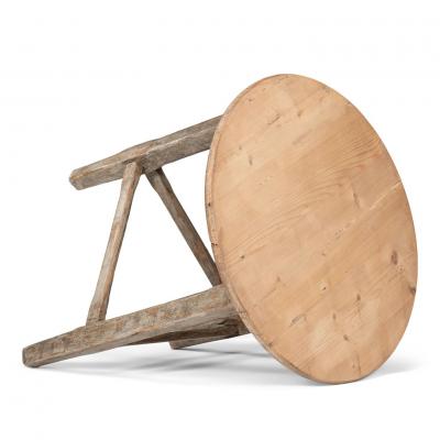 Pine Cricket Table with Gray Painted Base