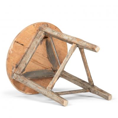 Pine Cricket Table with Gray Painted Base