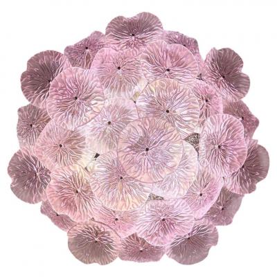 Pink Amethyst Graceful Flower Murano Chandelier or Flush Mount