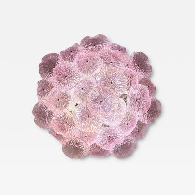 Pink Amethyst Graceful Flower Murano Chandelier or Flush Mount