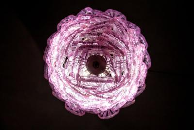 Pink Amethyst color Shell Murano Glass Huge Chandelier 1980