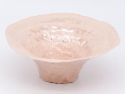 Pink Ceramic Bowl with Pearl Luster Stripe 21st Century