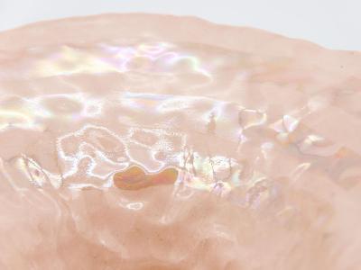 Pink Ceramic Bowl with Pearl Luster Stripe 21st Century