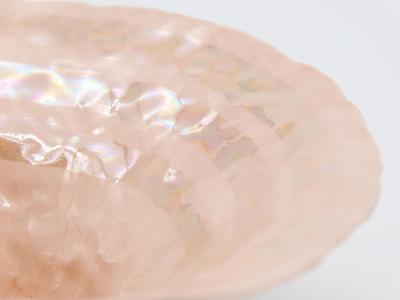 Pink Ceramic Bowl with Pearl Luster Stripe 21st Century