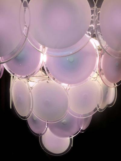 Pink Murano Glass Disc Chandelier Italy 1970s