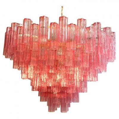 Pink Murano Glass Monumental Tronchi Chandelier or Ceiling Light