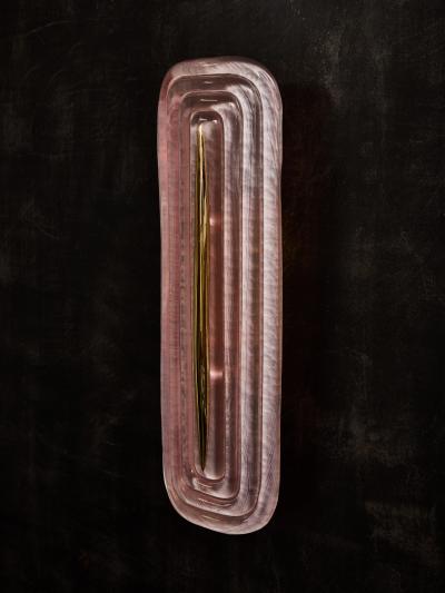Pink Murano with Brass Accents Wall Sconces