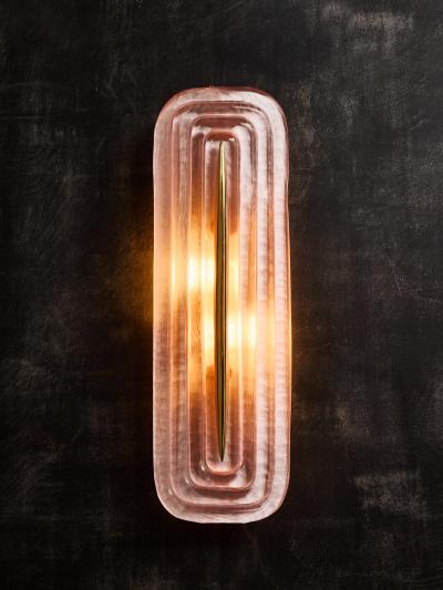 Pink Murano with Brass Accents Wall Sconces
