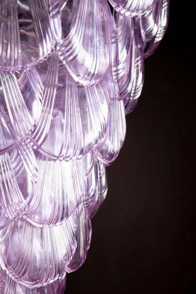 Pink Shell Murano Glass Huge Chandelier 1980