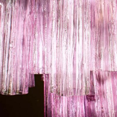 Pink Tronchi Pair of Murano Glass Chandelier 1970s