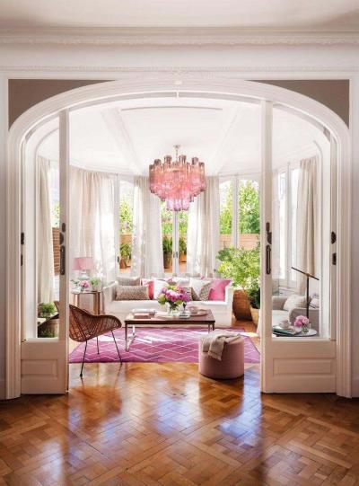 Pink Tronchi Pair of Murano Glass Chandelier 1970s