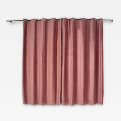 Pink Velvet and Brass Italian Customizable Curtain by Vintage Domus Collection