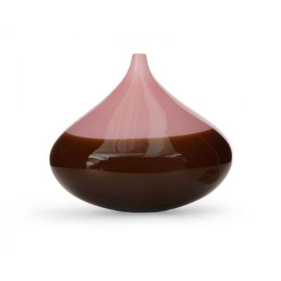 Pink and Brown Glass Bud Vase