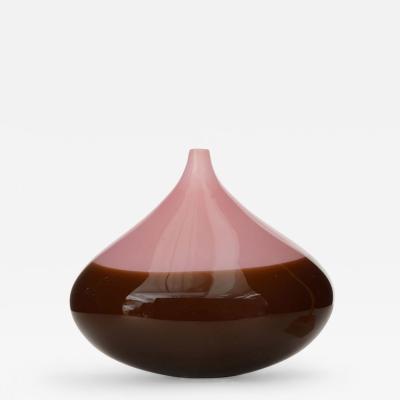 Pink and Brown Glass Bud Vase