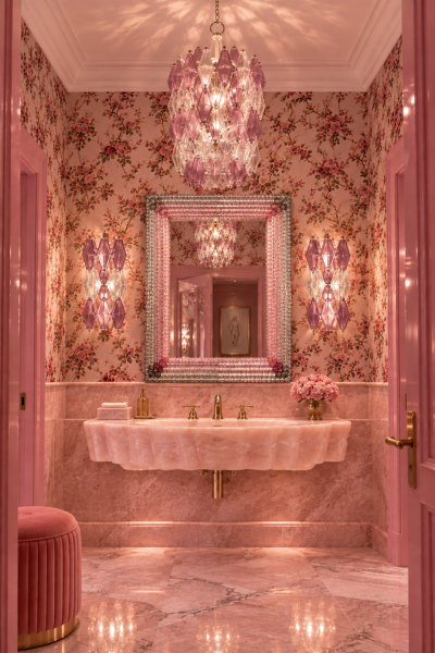 Pink and Grey Rectangular Venetian Murano Glass Mirror