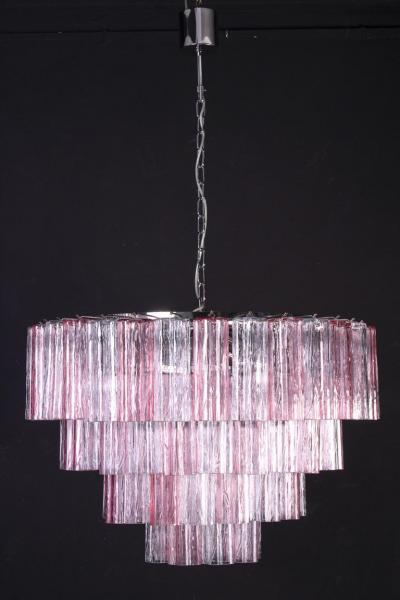 Pink and Ice Color Large Italian Murano Glass Tronchi Chandelier