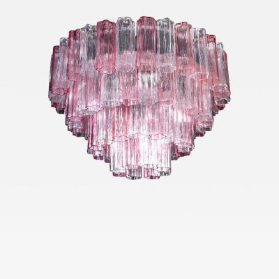 Pink and Ice Color Large Italian Murano Glass Tronchi Chandelier