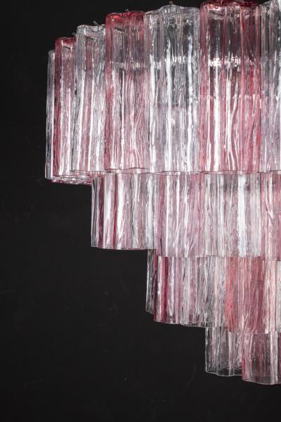 Pink and Ice Color Large Italian Murano Glass Tronchi Chandelier