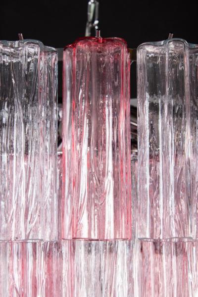 Pink and Ice Color Large Italian Murano Glass Tronchi Chandelier