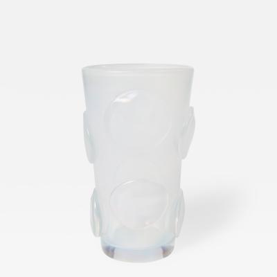 Pino Signoretto Modern Italian Opalescent Murano Glass Vase with Applications by Pino Signoretto