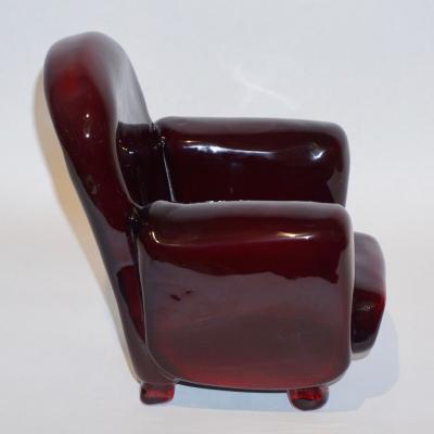 Pino Signoretto Pino Signoretto 1980s Italian Burgundy Red Murano Glass Miniature Armchair